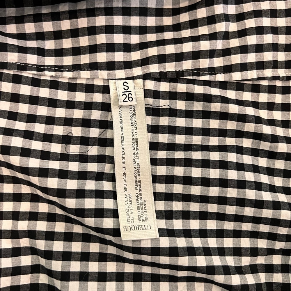 Uterque Black and White Checkered Off-Shoulder Blouse - Picture 3 of 6